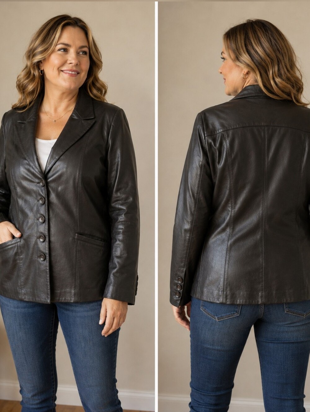 🌟Excellent Condition🌟 Danier Black Genuine Leather Blazer Jacket Women’s XL.
